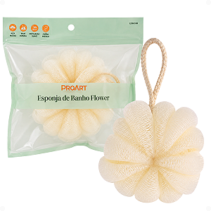 Esponja De Banho Proart Flower Nylon Branca Edb01bb