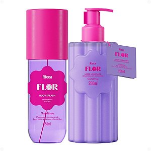Kit Ricca Flor Gardênia: Body Splash 150ml + Loção Hidratante 250ml