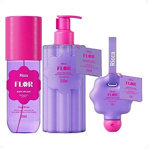 Kit Ricca Flor Gardênia: Body Splash 150ml, Loção Hidratante 250ml e Creme Para Mãos 50g
