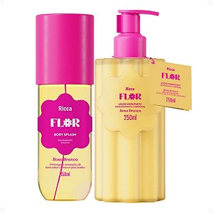 Kit Ricca Flor Rosa Branca: Body Splash 150ml + Loção Hidratante 250ml