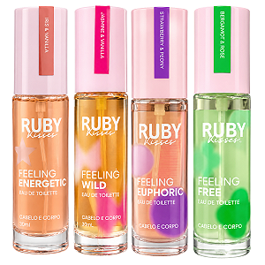 Kit Colônia Ruby Kisses Feeling: Euphoric, Free, Wild e Energetic 30ml
