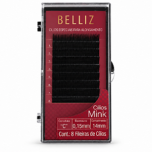 Cílios Mink Belliz Para Alongamento Curvatura C 14mm Ref. 1858