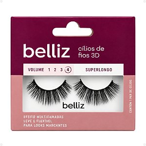 Cílios de Fios 3D Belliz Volume 4 Superlongo Cód. 2654