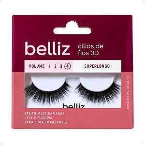 Cílios de Fios 3D Belliz Volume 4 Superlongo Cód. 2653