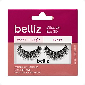 Cílios de Fios 3D Belliz Volume 3 Longo Cód. 2652