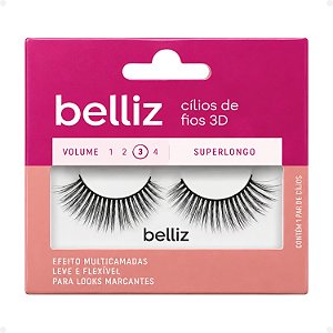 Cílios de Fios 3D Belliz Volume 3 Superlongo Cód. 2644
