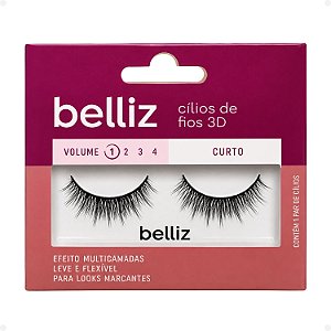 Cílios de Fios 3D Belliz Volume 1 Curto Cód. 2646