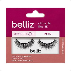 Cílios de Fios 3D Belliz Volume 3 Médio Cód. 2651