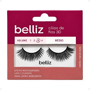 Cílios de Fios 3D Belliz Volume 3 Médio Cód. 2648