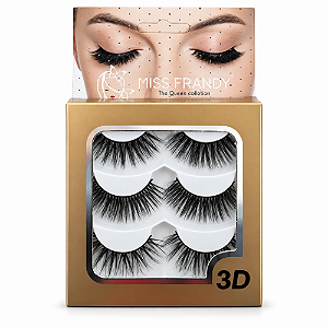 Cílios Postiços The Queen Colletion 3d 3 Pares Miss Frandy C19-0339