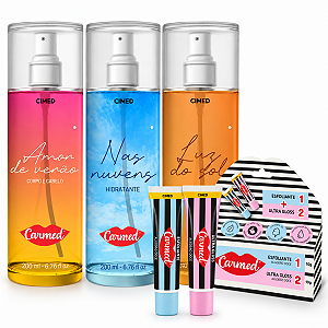 Kit Carmed Body Splash: Nas Nuvens, Luz do Sol, Amor de Verão 200ml + Sos Labios 10g