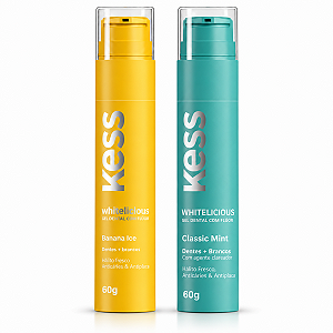 Kit Gel Dental Kess Whitelicious:Banana Ice e Classic Mint 60g