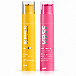 Kit Gel Dental Kess Whitelicious:Banana Ice e Melancia Ice 60g