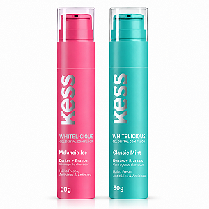 Kit Gel Dental Kess Whitelicious:Melancia Ice e Classic Mint 60g