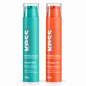 Kit Gel Dental Kess Whitelicious:Pêssego Ice e Classic Mint 60g