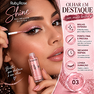 Ruby Rose Shine Delineador Glitter 3,3ml Cor 03