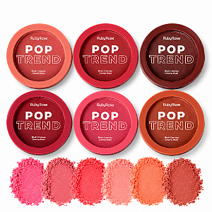 Kit Blush Cremoso Ruby Rose Pop Trend Com 6 Cores 7g