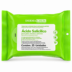 Toalhas Umedecidas Demaquilantes Dermachem Ácido Salicílico Com 25 Unidades