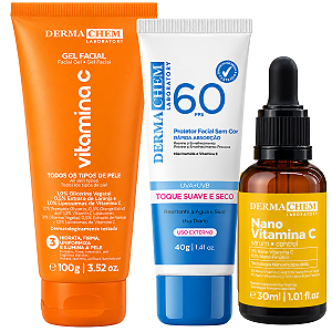 Kit Dermachem Vitamina C:Gel Facial 100g e Sérum Facial 30ml + Protetor Solar Fps60 40g