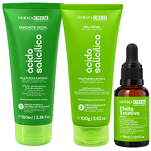 Kit Dermachem Ácido Salicílico:Sabonete Facial 100ml, Gel Facial 100g e Sérum Facial