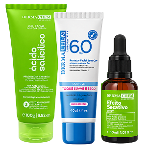 Kit Dermachem Ácido Salicílico Gel Facial 100g e Sérum Facial 30ml + Protetor Solar Fps60 40g