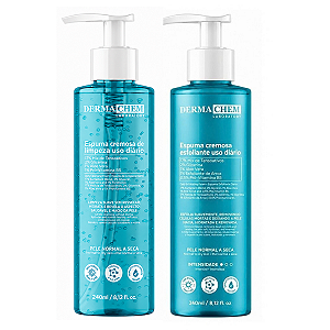 Kit Dermachem Pele Normal a Seca:Espuma Cremosa de Limpeza e Espuma Cremosa Esfoliante 240ml
