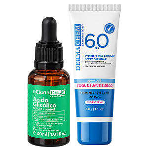 Kit Dermachem: Sérum Facial Ácido Glicólico 30ml e Protetor Solar Fps60 40g