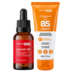 Kit Dermachem: Sérum Facial Hyaluronic 1,5% 30ml e Protetor Solar Fps85 40g