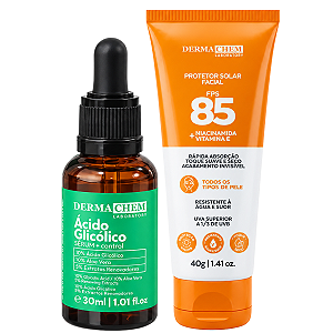 Kit Dermachem: Sérum Facial Ácido Glicólico 30ml e Protetor Solar Fps85 40g