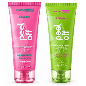 Kit Gel Dermachem Máscara Facial Peel Off: Argila Rosa e Argila Verde 60g