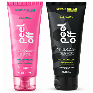 Kit Gel Dermachem Máscara Facial Peel Off: Argila Rosa e Argila Negra 60g