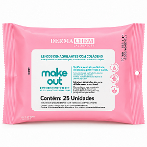 Lenços Demaquilantes Dermachem Make Out Colágeno Com 25 Unidades