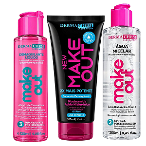 Kit Dermachem New Make Out: Sabonete Demaquilante, Demaquilante Líquido e Água Micelar