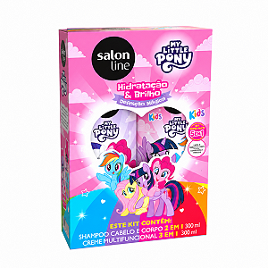 Kit Salon Line Kids My Little Pony: Shampoo Cabelo e Corpo e Creme Multifuncional 300ml