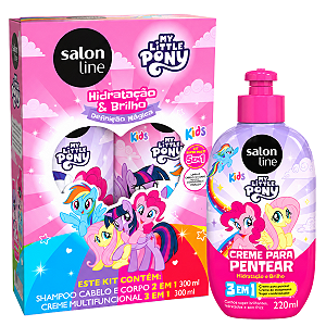 Kit Salon Line Kids My Little Pony: Shampoo e Creme Multifuncional 300ml + Creme Para Pentear 220ml