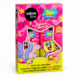Kit Salon Line Kids Bob Esponja Patrick: Shampoo Cabelo e Corpo e Creme Multifuncional 300ml