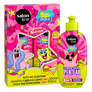 Kit Salon Line Kids Bob Esponja Patrick: Shampoo e Creme Multifuncional 300ml + Creme de Pentear Patrick 220ml