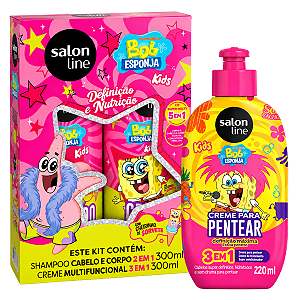 Kit Salon Line Kids Bob Esponja Patrick: Shampoo e Creme Multifuncional 300ml + Creme de Pentear Bob Esponja 220ml
