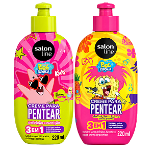 Kit Salon Line Kids Bob Esponja Patrick: Creme Para Pentear 3 Em 1 Patrick e Bob Esponja 220ml