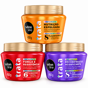 Kit Salon Line Máscara Trata: Força e Resistência, Resconstrução e Nutrição 450g