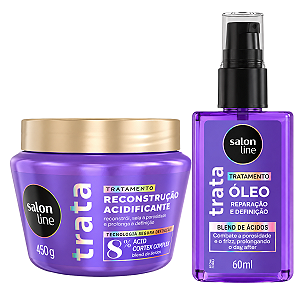 Kit Salon Line Trata Reconstrução Acidificante:Máscara 450g e Óleo 60ml