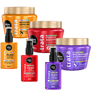 Kit Salon Line Máscaras e Óleos Trata: Força, Resconstrução e Nutrição