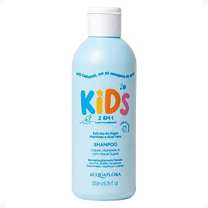 Shampoo Acquaflora Kids 2 Em 1 Lava e Condiciona Extrato De Algas Marinhas e Aloe Vera 200ml