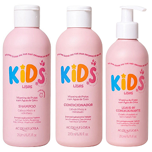 Kit Acquaflora Kids Lisos: Shampoo, Condicionador e Leave-In 200ml