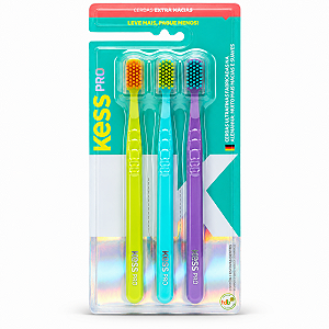 Kit Kess Pro Escova Dental Familia Extra Macia Com 3 Cód.: 2517