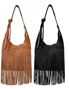 BOLSA COURO COM FRANJA