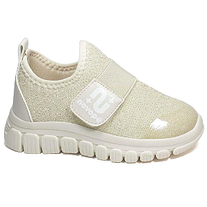 TENIS NOVOPE DE VELCRO MENINA OFF WHITE