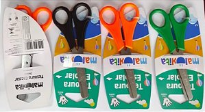 Tesoura escolar sem ponta inox 13 centímetro para destro Cartela - Malukita