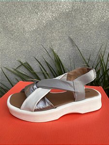 SANDALIA BALATORE PRATA/CINZA/OFF WHITE