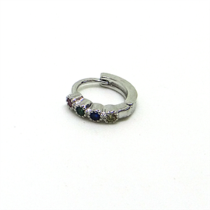 Argola Click com Pedras Coloridas Redondas